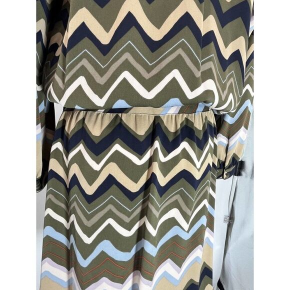 Diane Von Furstenberg Dress Shirtdress Bariloche Olive Chevron Print Silk Size 4 - Picture 14 of 16